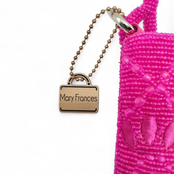 Mary Frances Fringe Benefit Bold Pink Beaded Embroidered Crossbody Handbag - Picture 13 of 16